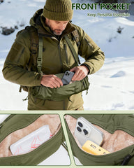 Smasrob hand warmer pouch front pocket demonstrates extra space for hand warmers.