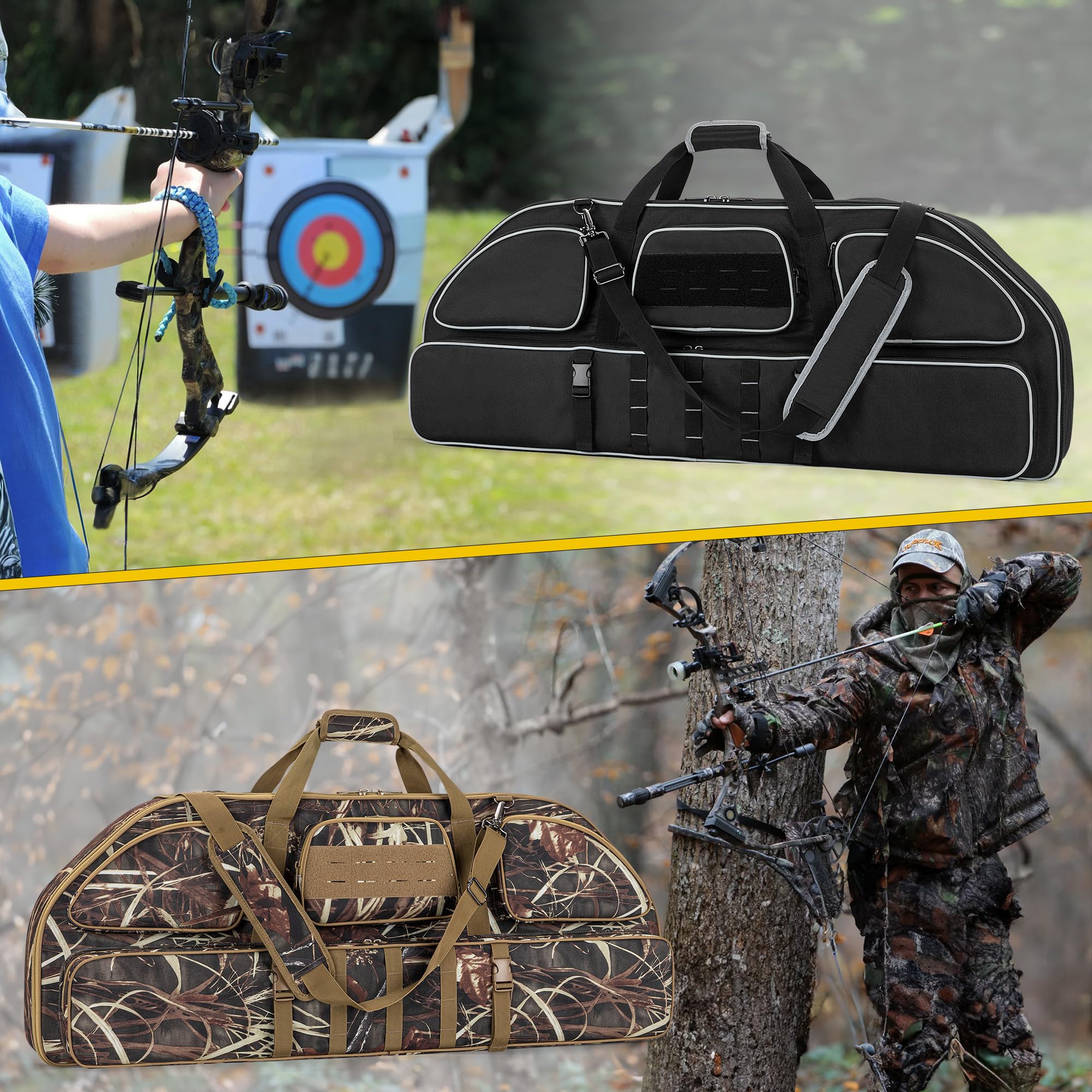 Smasrob bow case dimensions 38.5 by 14.2 inches suit ranges and hunting trips.
