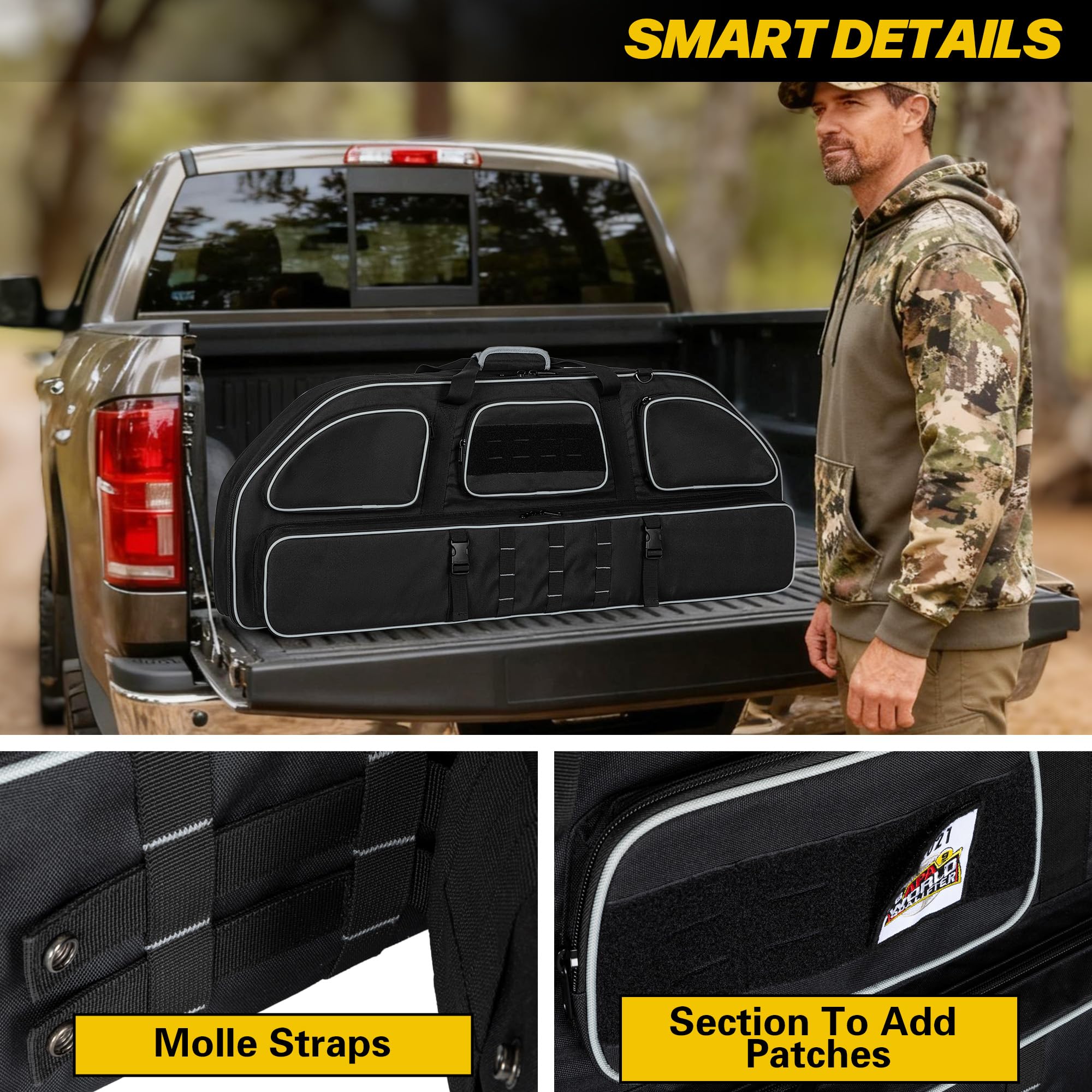 Smasrob exterior MOLLE straps allow attaching pouches for gear organization.