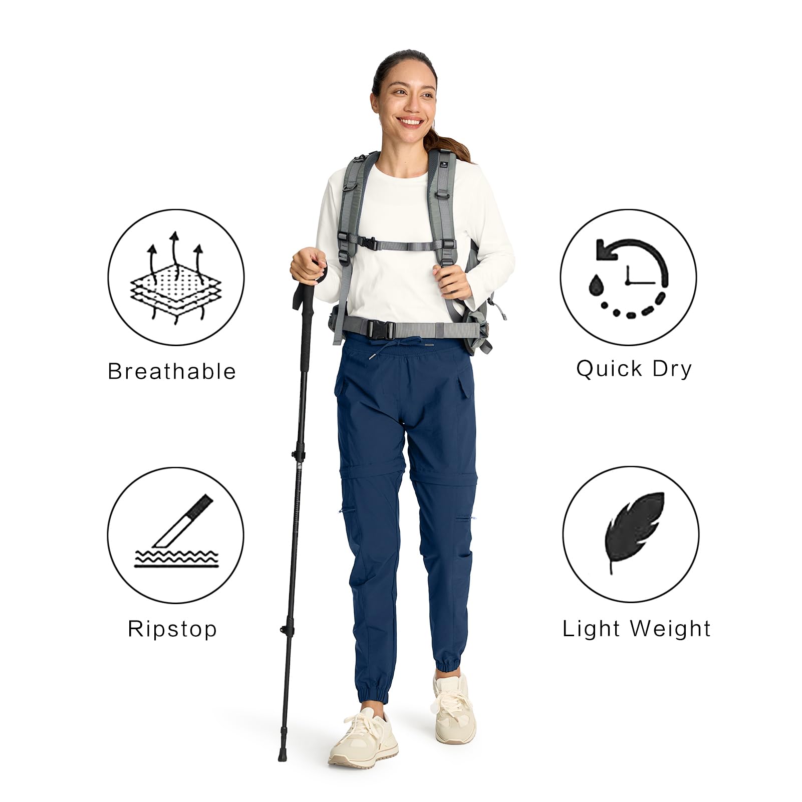 Smawell multi occasions use navy pants suitable for hiking and daily wear