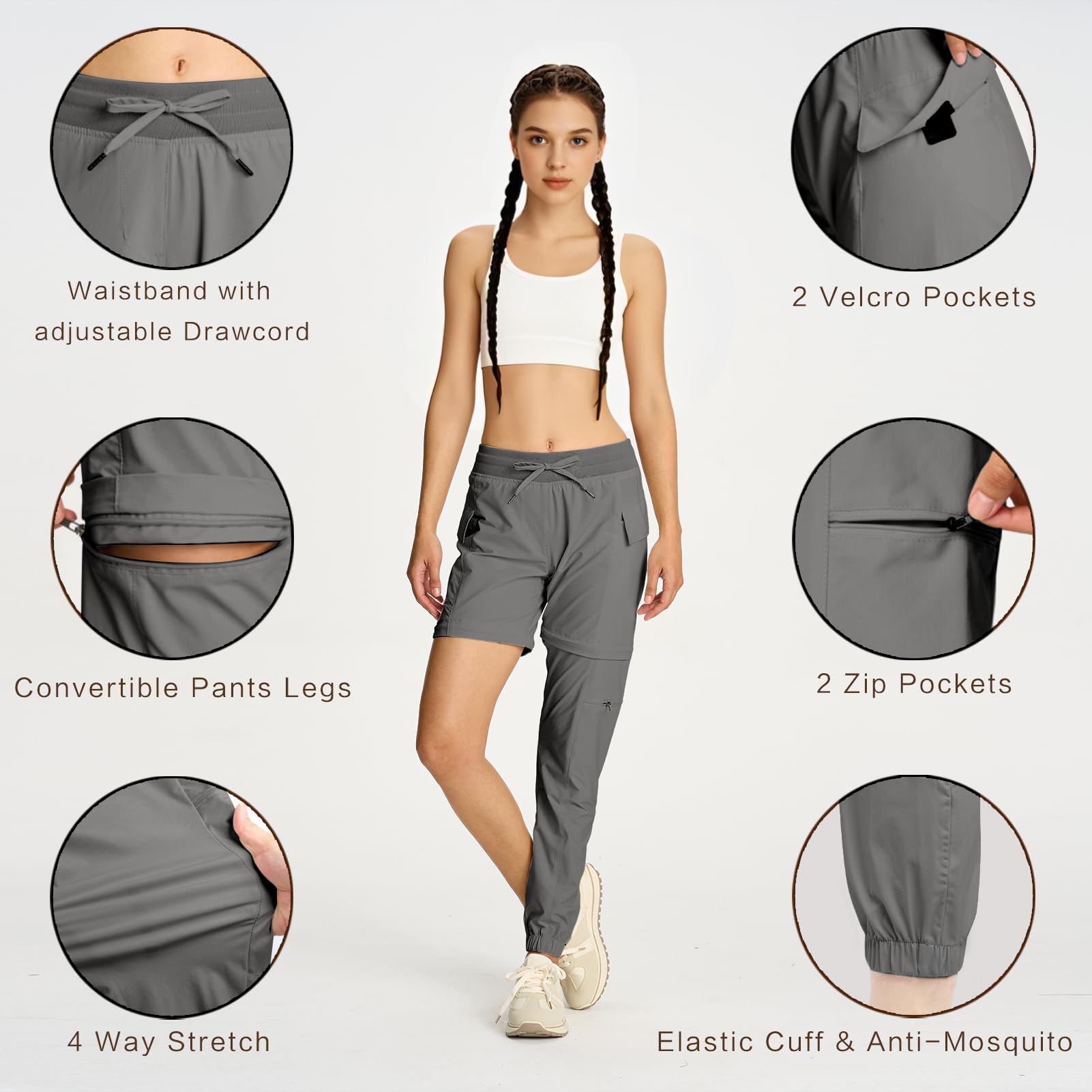 Smawell cargo joggers highlighting elastic waist with drawstring for adjustable fit outdoors