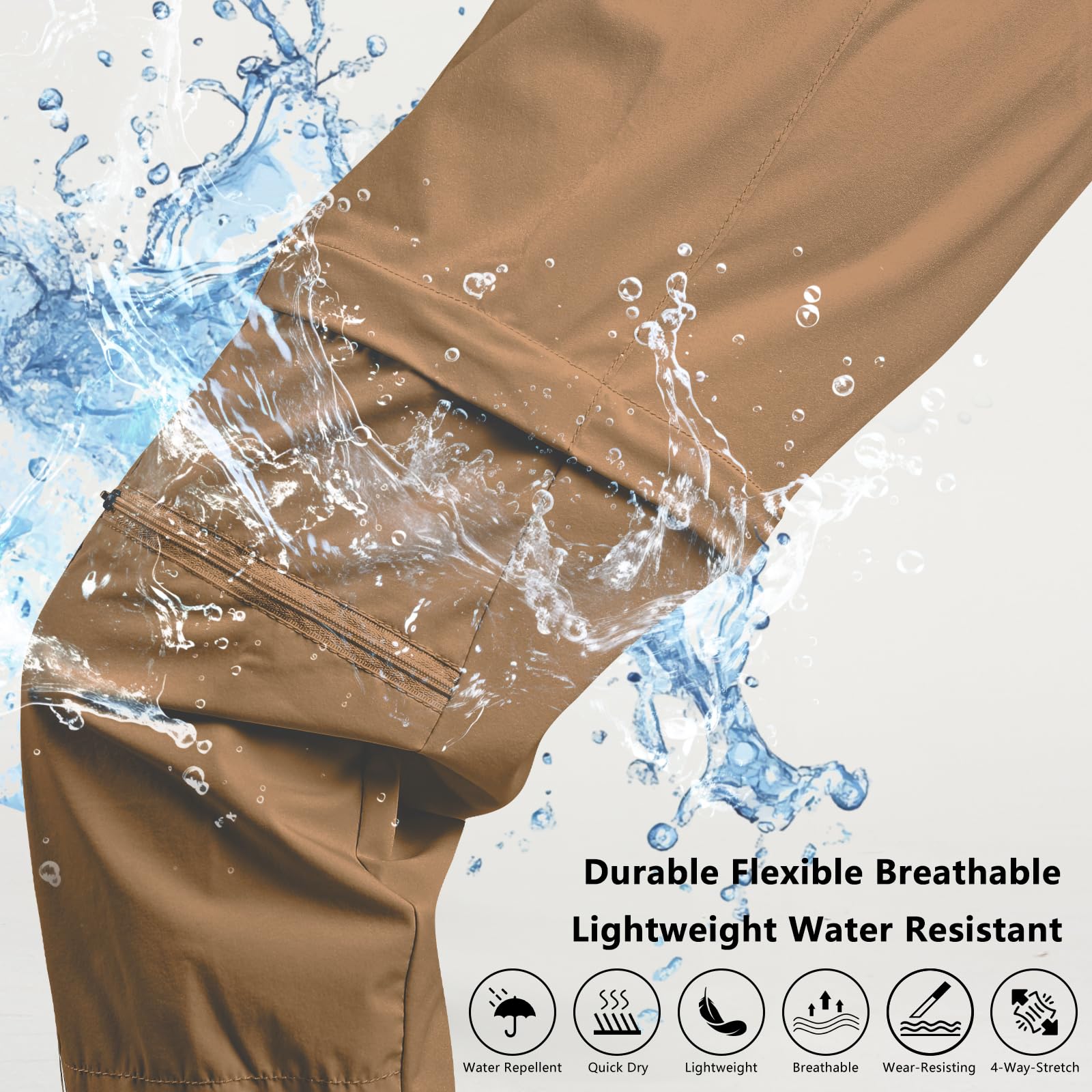 Smawell women's taupe cargo pants quick-dry fabric to stay fresh.