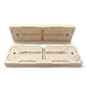 Smedioks 2-cavity mold ready for on-demand lure production at home.