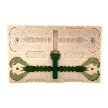 Smedioks 3-inch Baby Rage Craw impression demonstrates precise cavity shape for realistic baits.