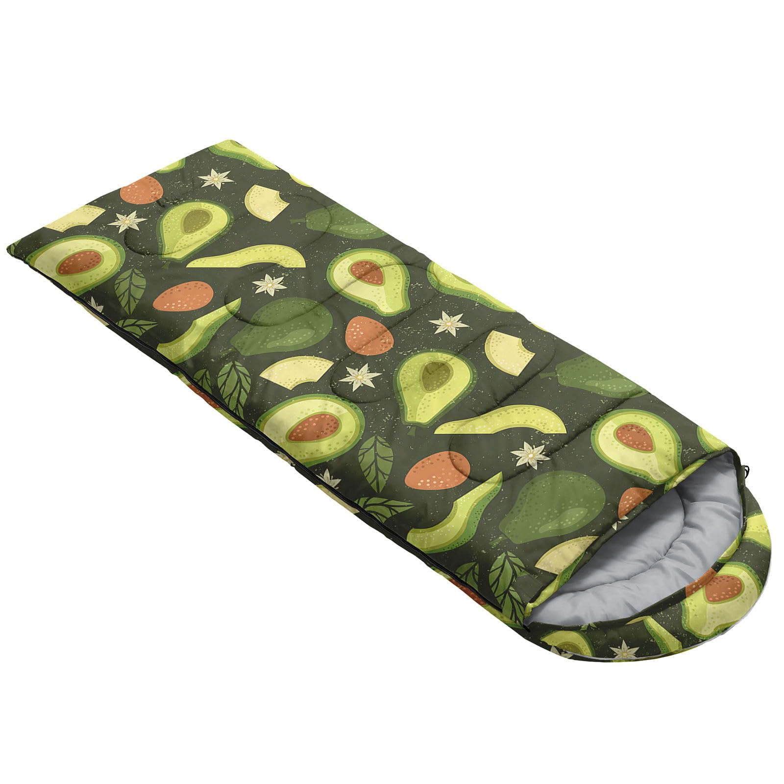 Smell Sunshine avocado print closeup highlights cozy interior fabric ideal for warm nights.