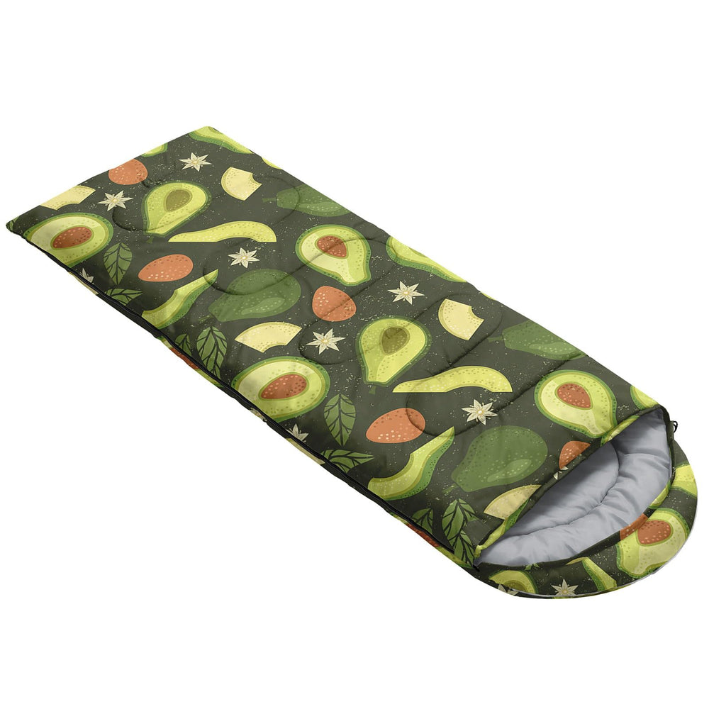 Smell Sunshine avocado print closeup highlights cozy interior fabric ideal for warm nights.