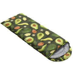 Smell Sunshine avocado print closeup highlights cozy interior fabric ideal for warm nights.
