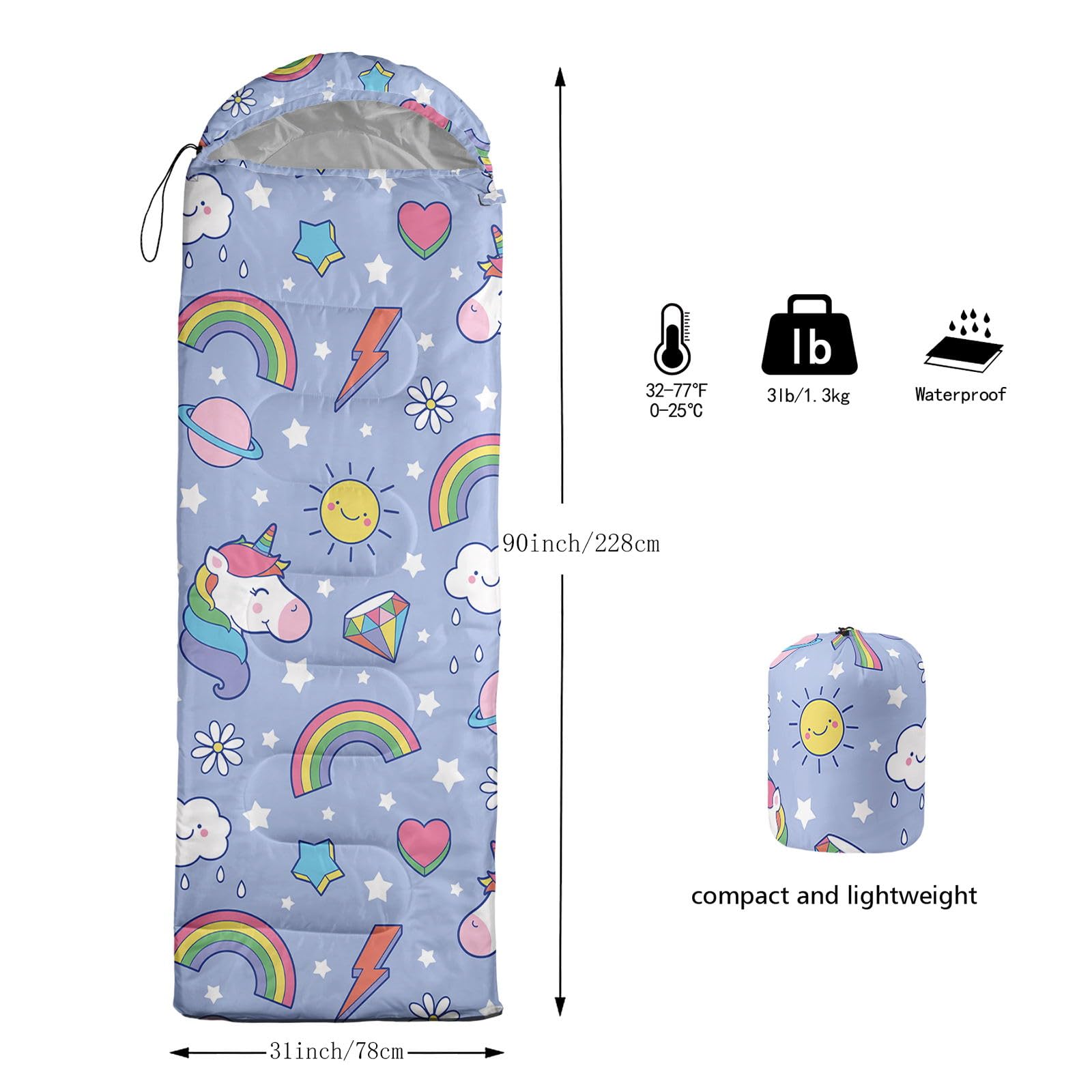 Smell Sunshine compression sack stores the lightweight bag for easy travel.