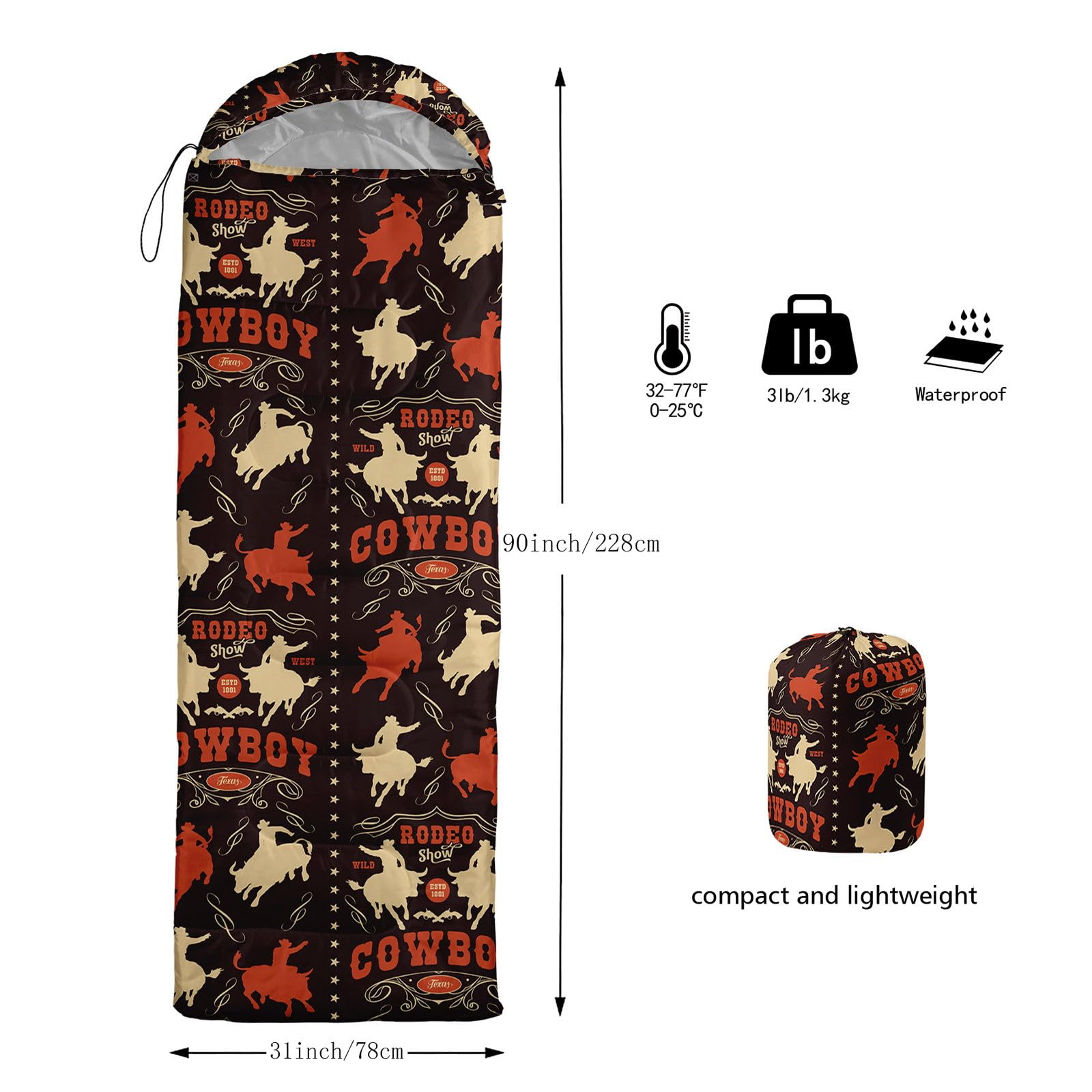 Smell Sunshine kids sleeping bag shown in compact storage with compression sack.