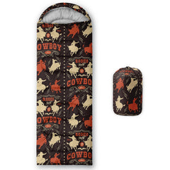 Smell Sunshine kids sleeping bag with Cowboy print, ready for adventures.