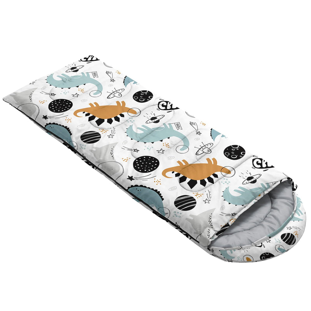 Smell Sunshine kids sleeping bag front view, showcasing three-season design for outdoor use.