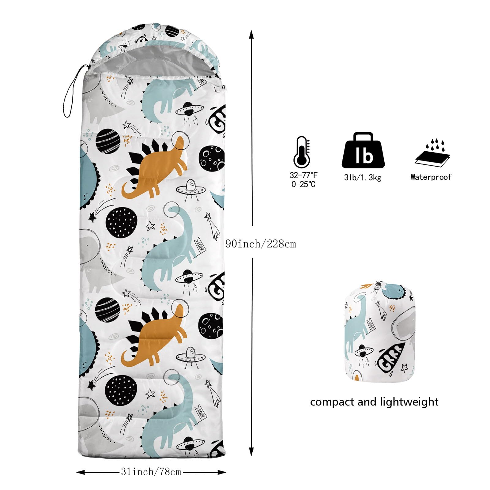 Smell Sunshine kids sleeping bag hood close-up highlighting adjustable warmth.