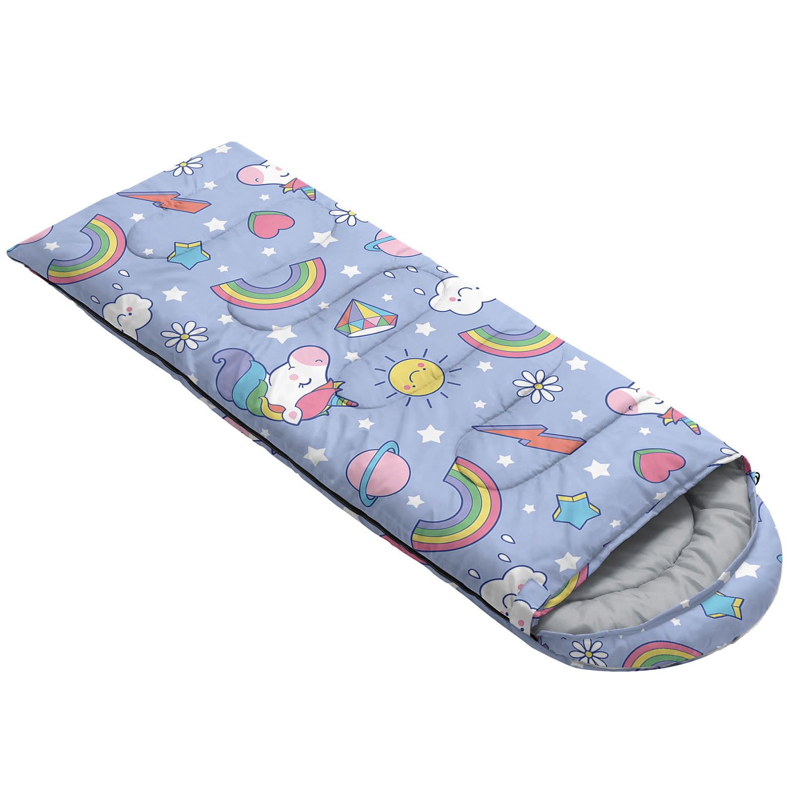 Smell Sunshine sleeping bag with hood and drawstring for warm, snug fit.