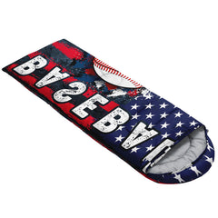 Smellsunshine kids sleeping bag baseball print opened for cozy family camping.