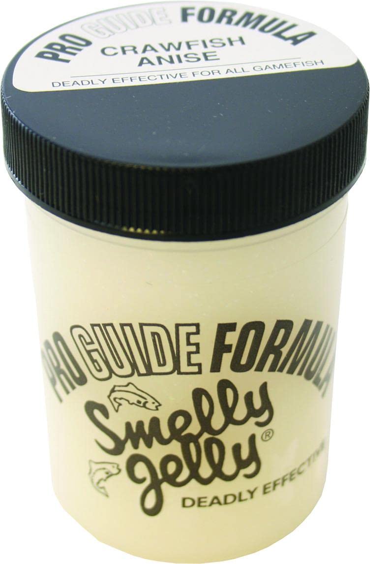 Smelly Jelly Pro Guide crawfish anise bottle attracts bass and holds scent.