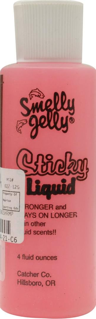 Smelly Jelly Sticky Liquid Sand Shrimp bottle enhances lure scent for longer attractant.