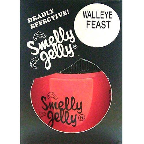 Smelly Jelly Walleye Feast 1oz jar attracts walleye and sticks to lures for longer bites.
