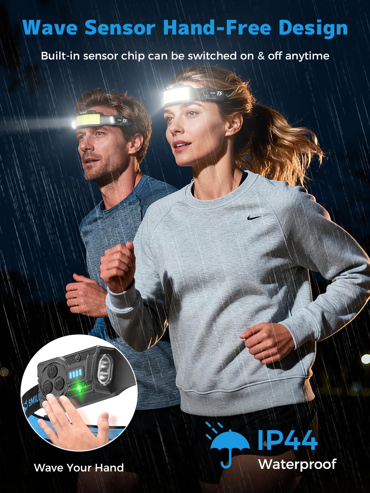 Smiling Shark TS-6 headlamp rechargeable 2400mAh for quick charging on the go.