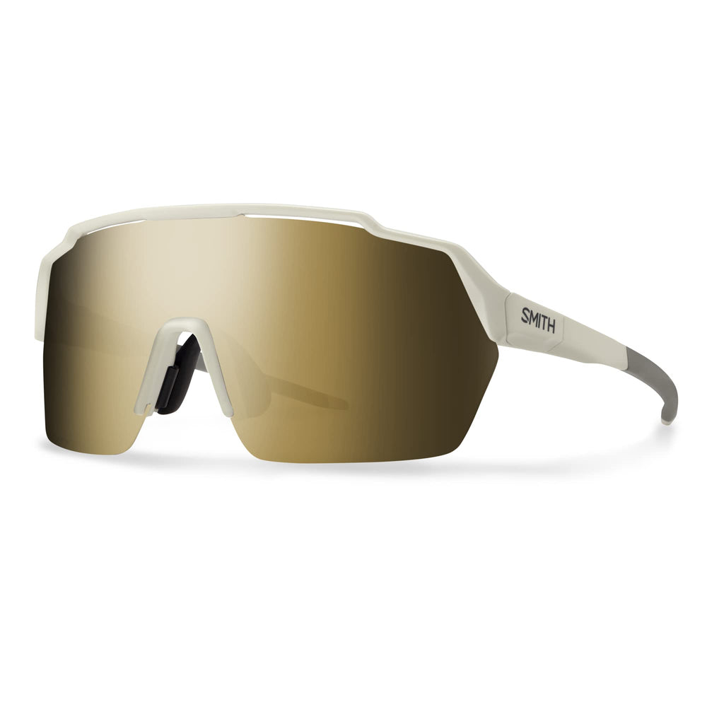 SMITH Shift Split MAG sunglasses front view shows matte bone frame and gold mirror lenses for fast trails.