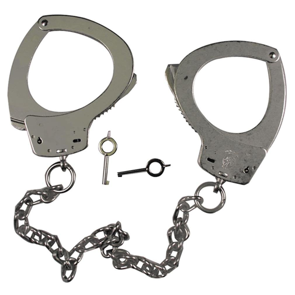 Smith & Wesson 1900 leg irons nickel detail showing durable carbon steel cuffs and 14-inch chain