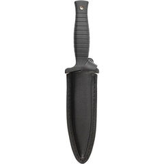 H.R.T fixed blade knife close-up showing hand guard