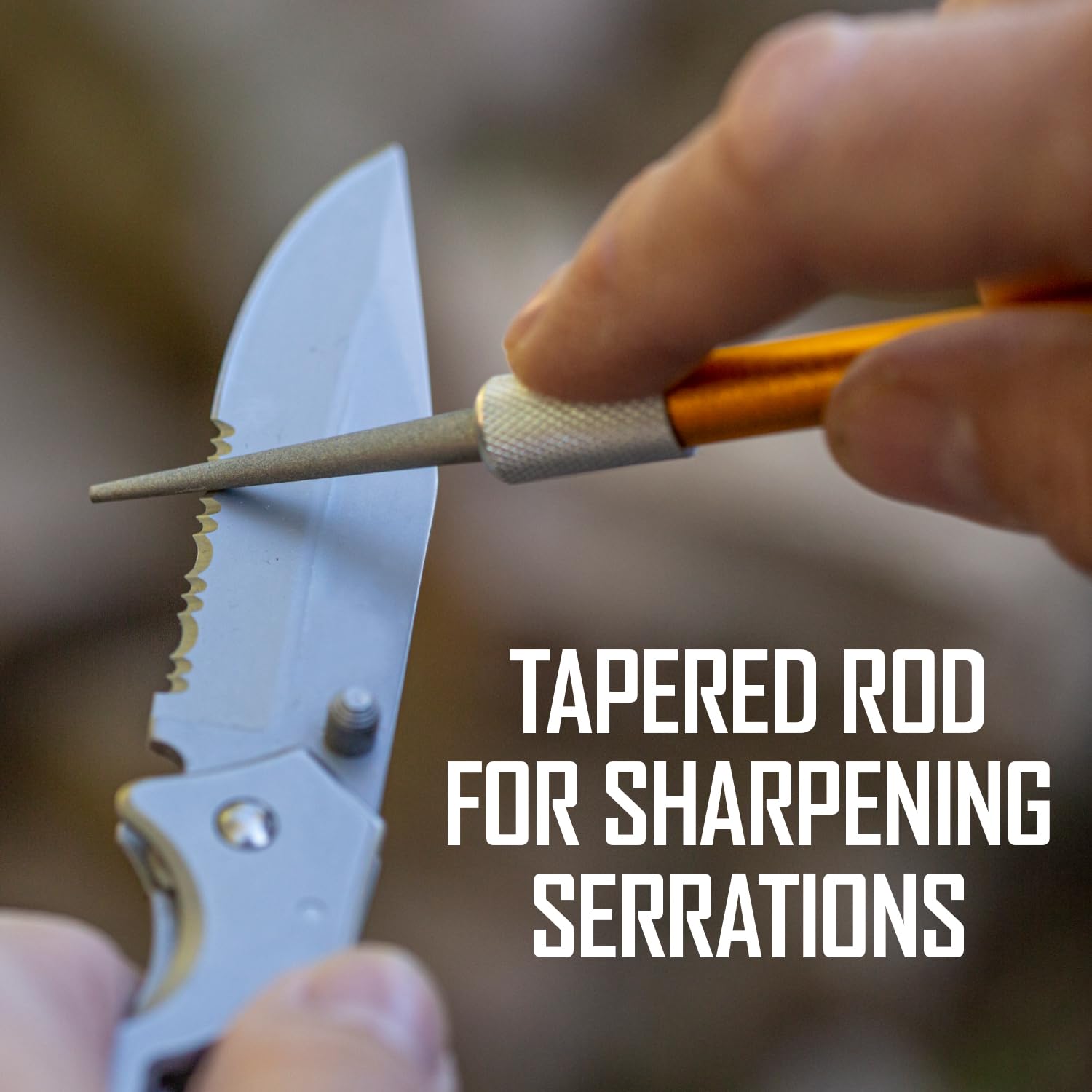 Reversible rod feature for serrated and straight edges