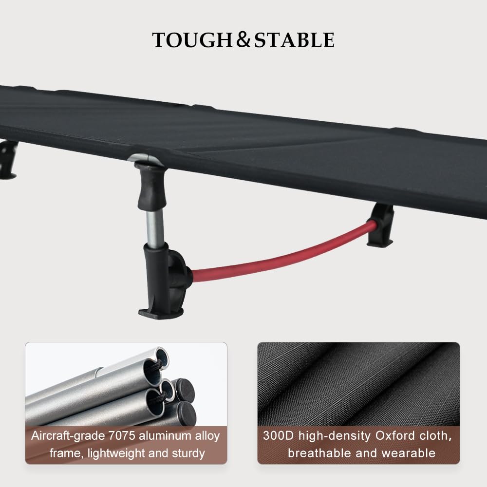 SMLFIT camping cot being set up to show easy assembly on trips