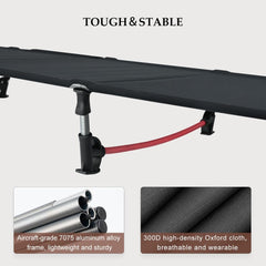 SMLFIT camping cot being set up to show easy assembly on trips