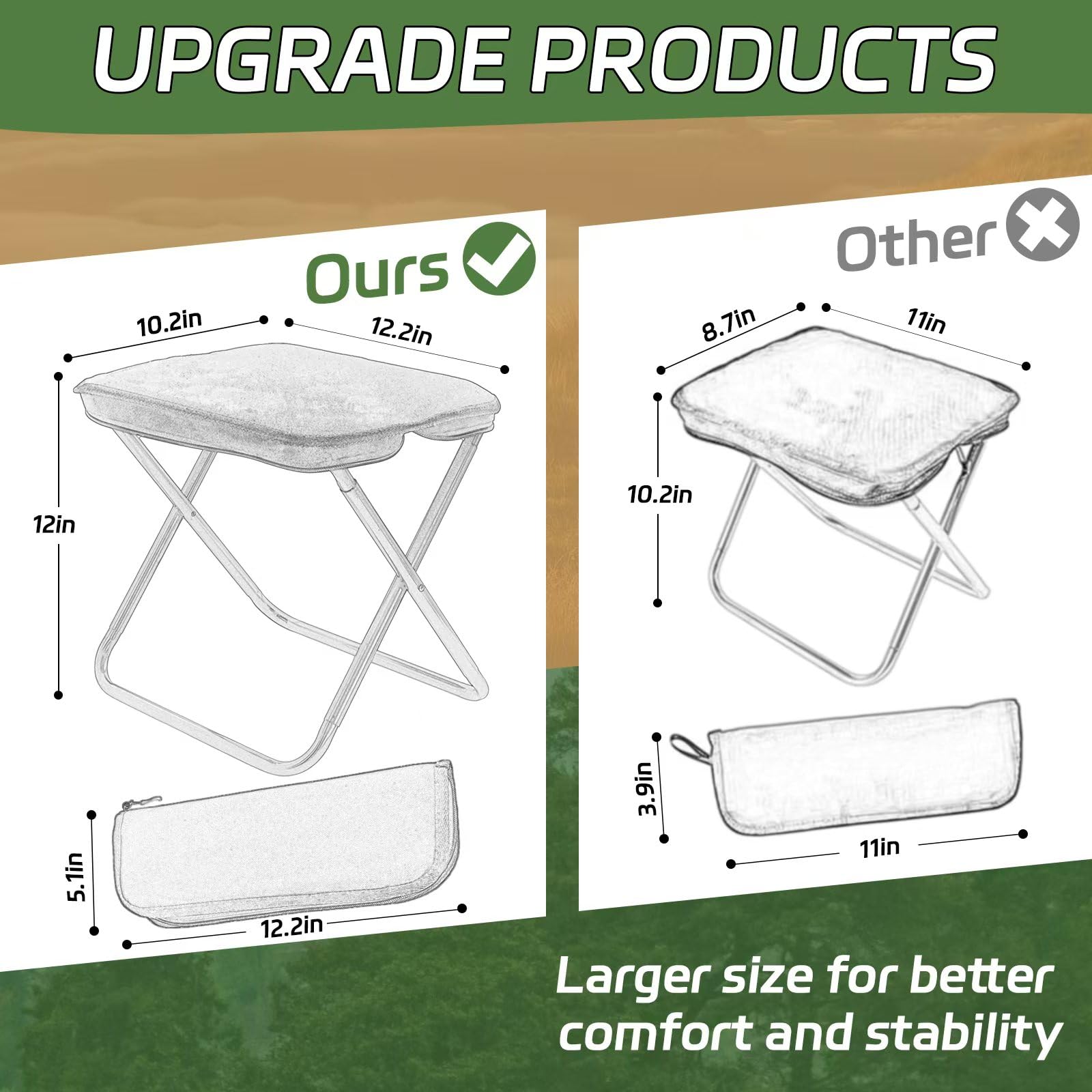 Smohtmeny collapsible stool outdoor use image showcases versatility for camping, hiking, and events