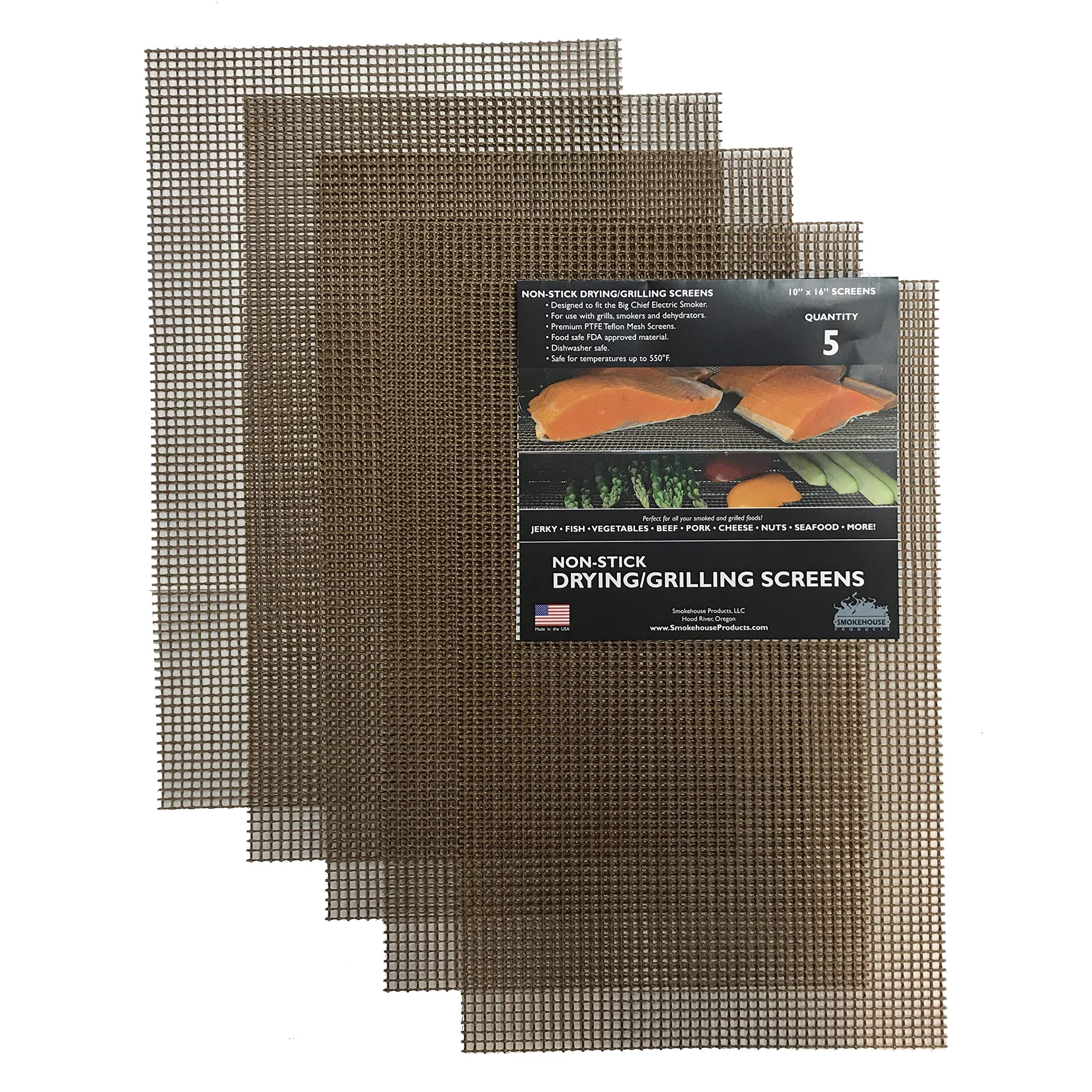Smokehouse Big Chief drying screen non-stick, easy release and dishwasher-safe cleaning.