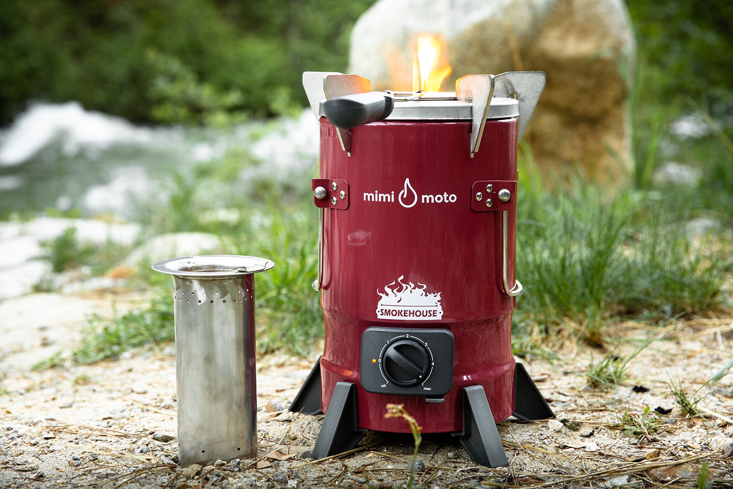 Smokehouse Moto off-grid ready with optional solar panel for powering features.