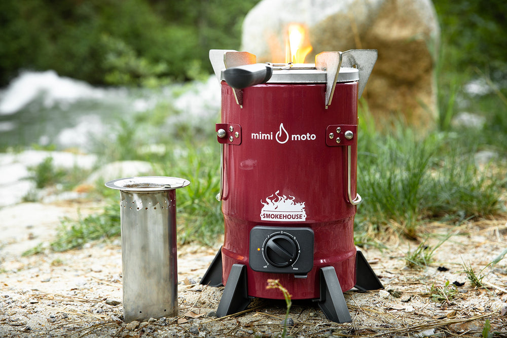 Smokehouse Moto off-grid ready with optional solar panel for powering features.