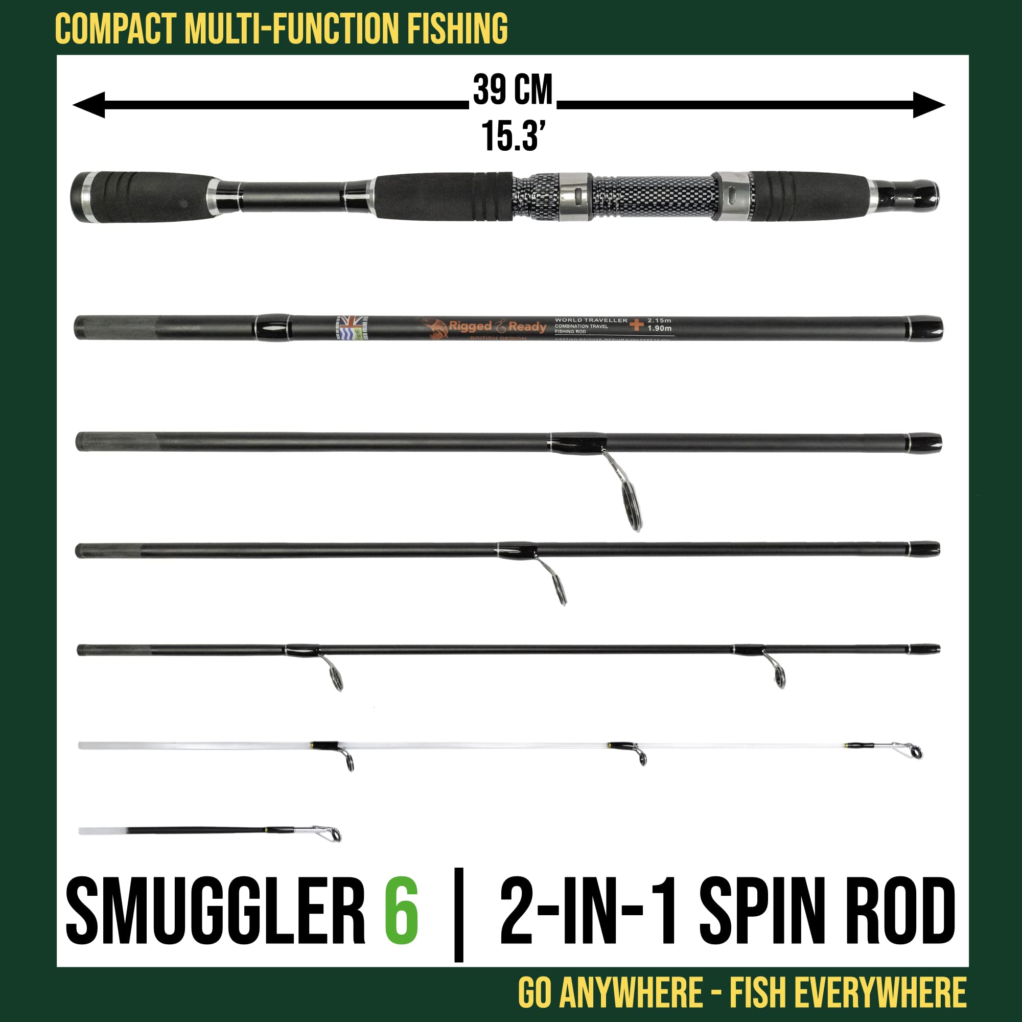 Smuggler 6 shown with compact 39cm carry size