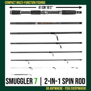 Smuggler 7 compact travel rod folded for easy transport
