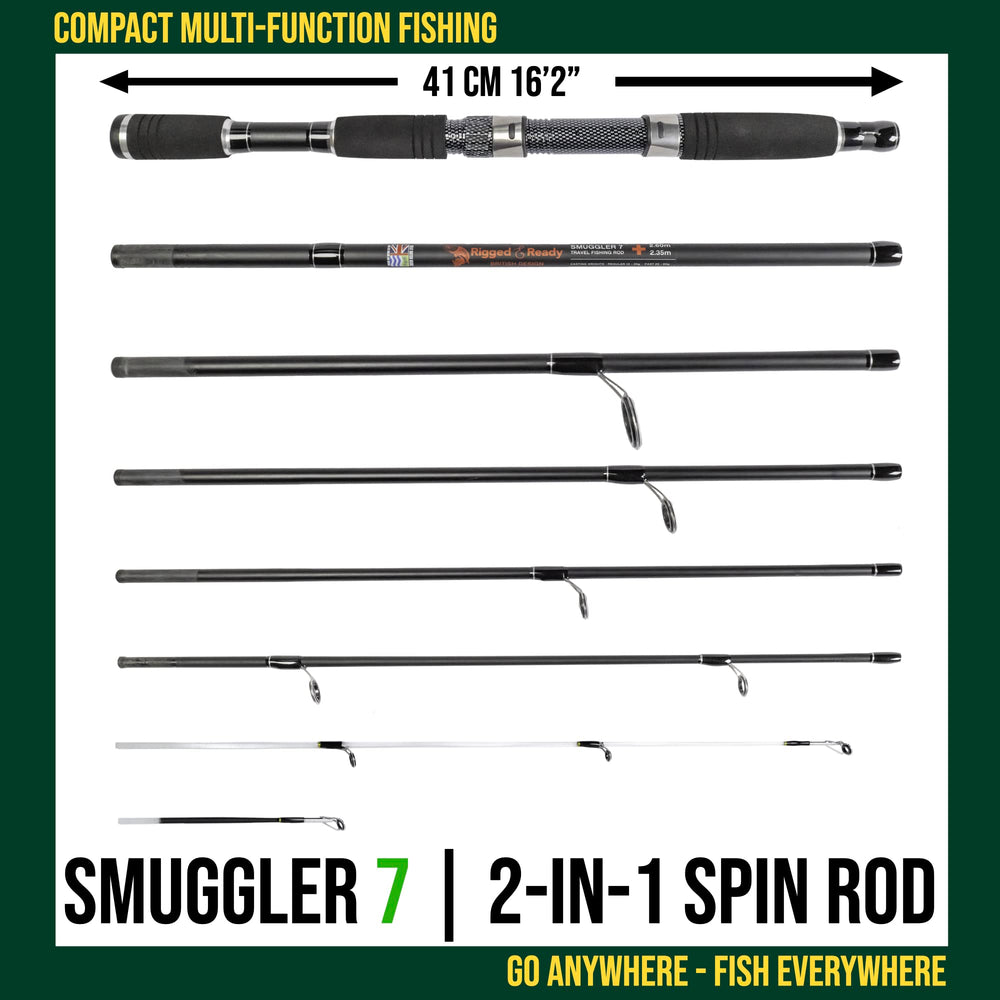 Smuggler 7 compact travel rod folded for easy transport