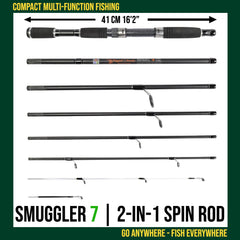 Smuggler 7 compact travel rod folded for easy transport
