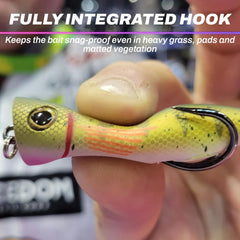 Snag Proof Zoo Pop integrated double hooks ensure solid hookups in dense cover.
