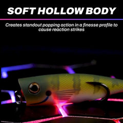 Snag Proof Zoo Pop soft hollow body provides buoyant, lifelike floatation for longer strike windows.