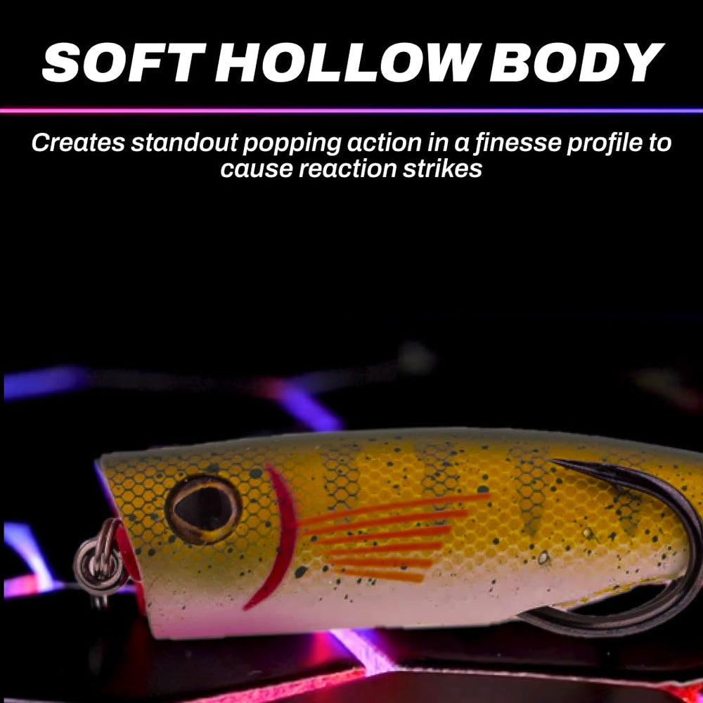 Snag Proof Zoo Pop weedless design glides through vegetation without snagging.