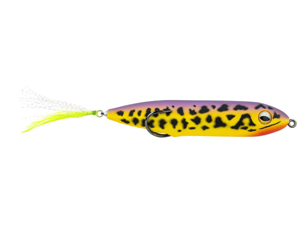 SNAG Proof Zoo Pup topwater lure with Sunrise Frog finish delivers dramatic surface strikes.