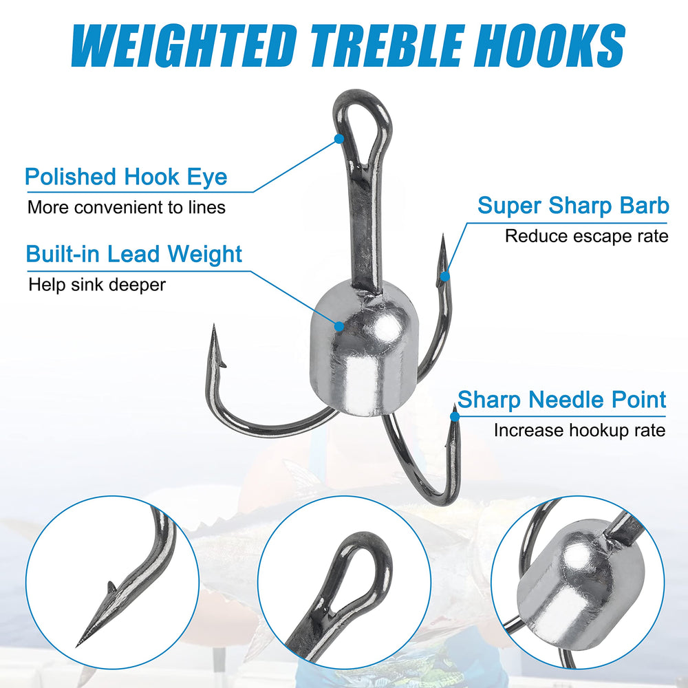 Weighted treble hook 8/0 size