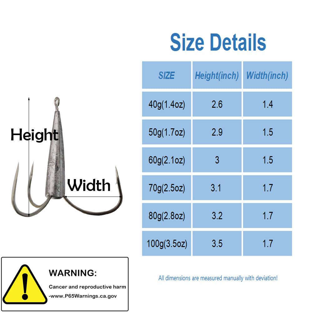 Treble hook size 60g (2.1oz)