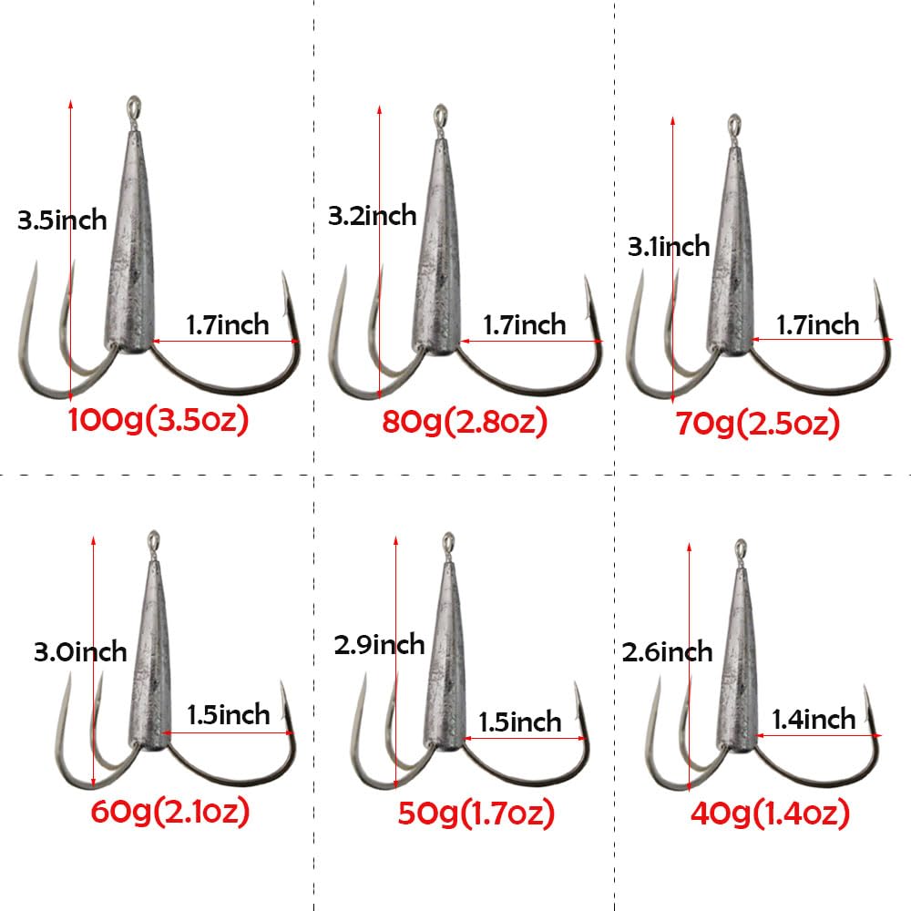 Treble hook size 70g (2.5oz)