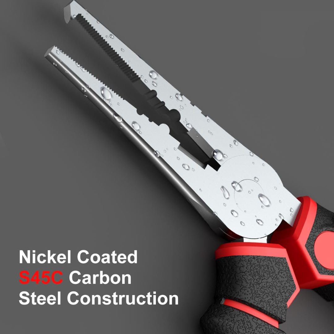 Comfortable non-slip rubber grip on pliers