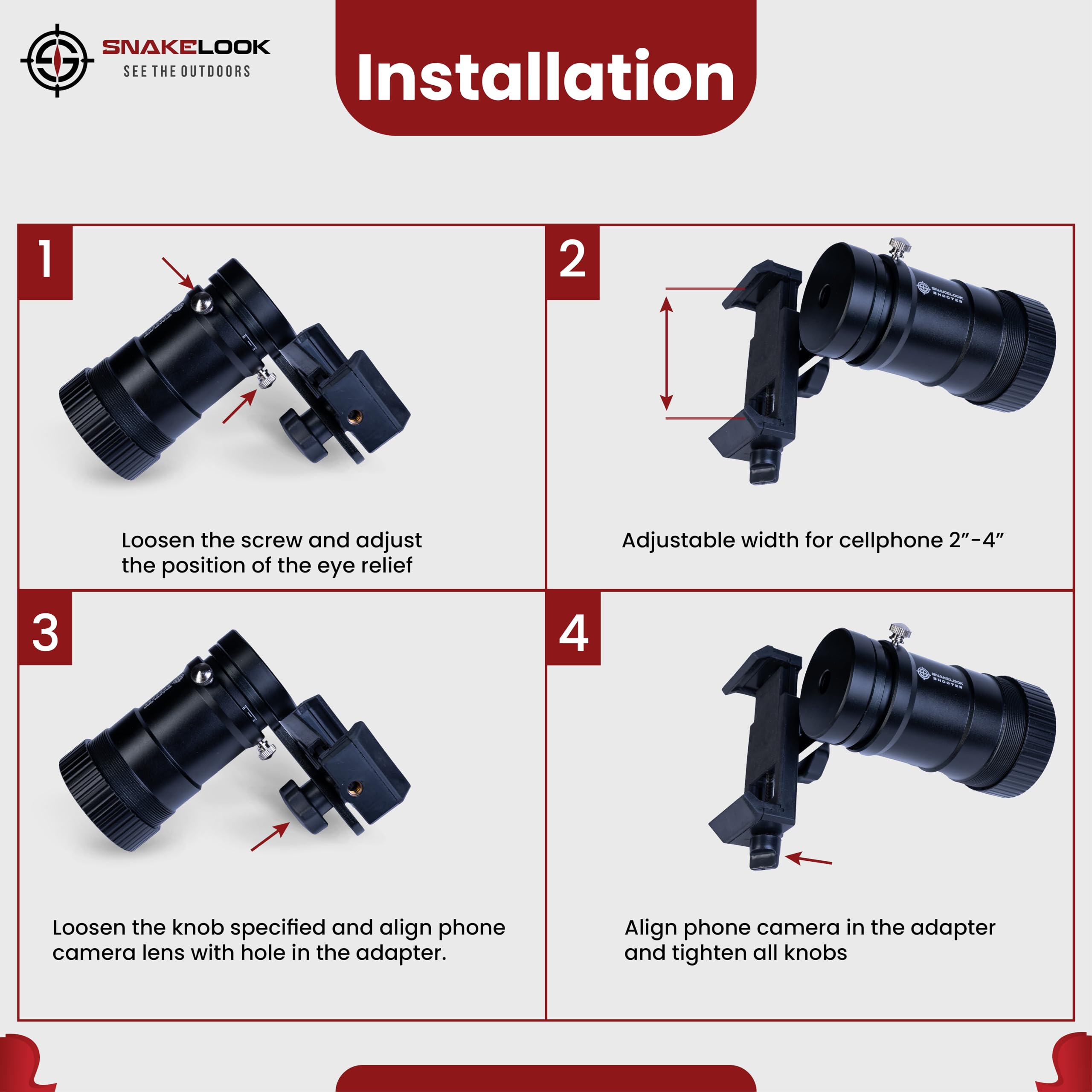 SnakeLook GEN 2 ocular attachment aligns precisely with eyepiece for stable viewing