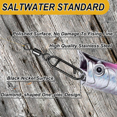 70-piece box of fishing speed clips with barrel swivel, size 2
