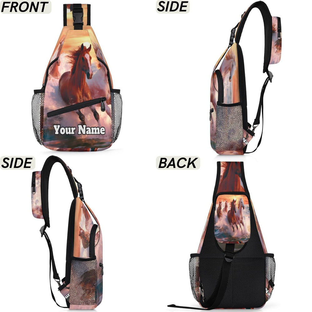 Snatocys horse-theme sling bag suits outdoor and travel uses.