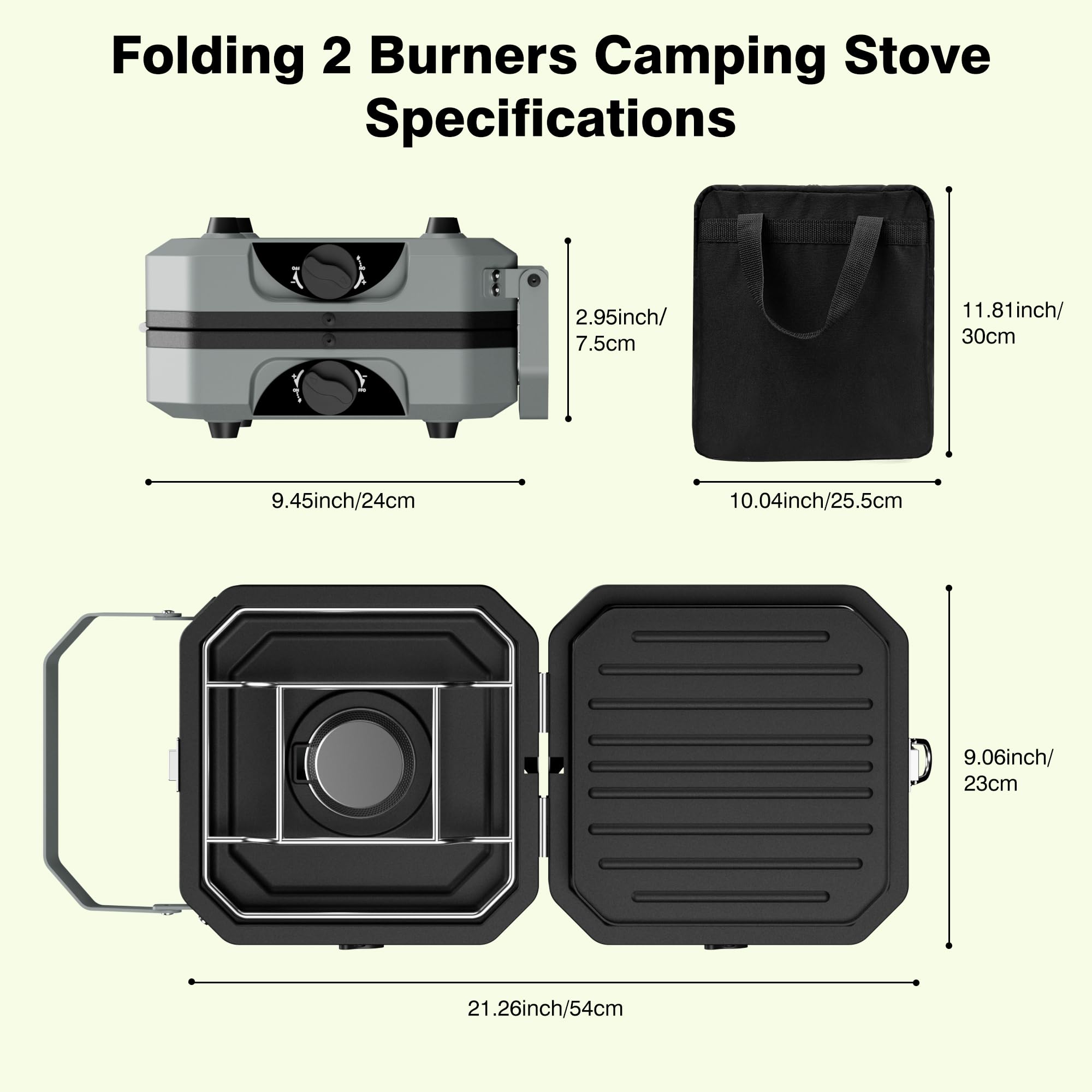 Snidomn carry bag included, easy transport to campsites and tailgates.