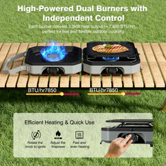 Snidomn two-burner setup with independent controls for multitasking meals.