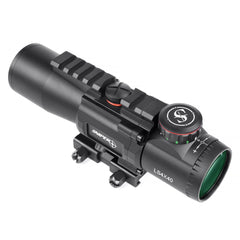 Sniper 4x prism scope long eye relief supports comfortable, rapid target acquisition.